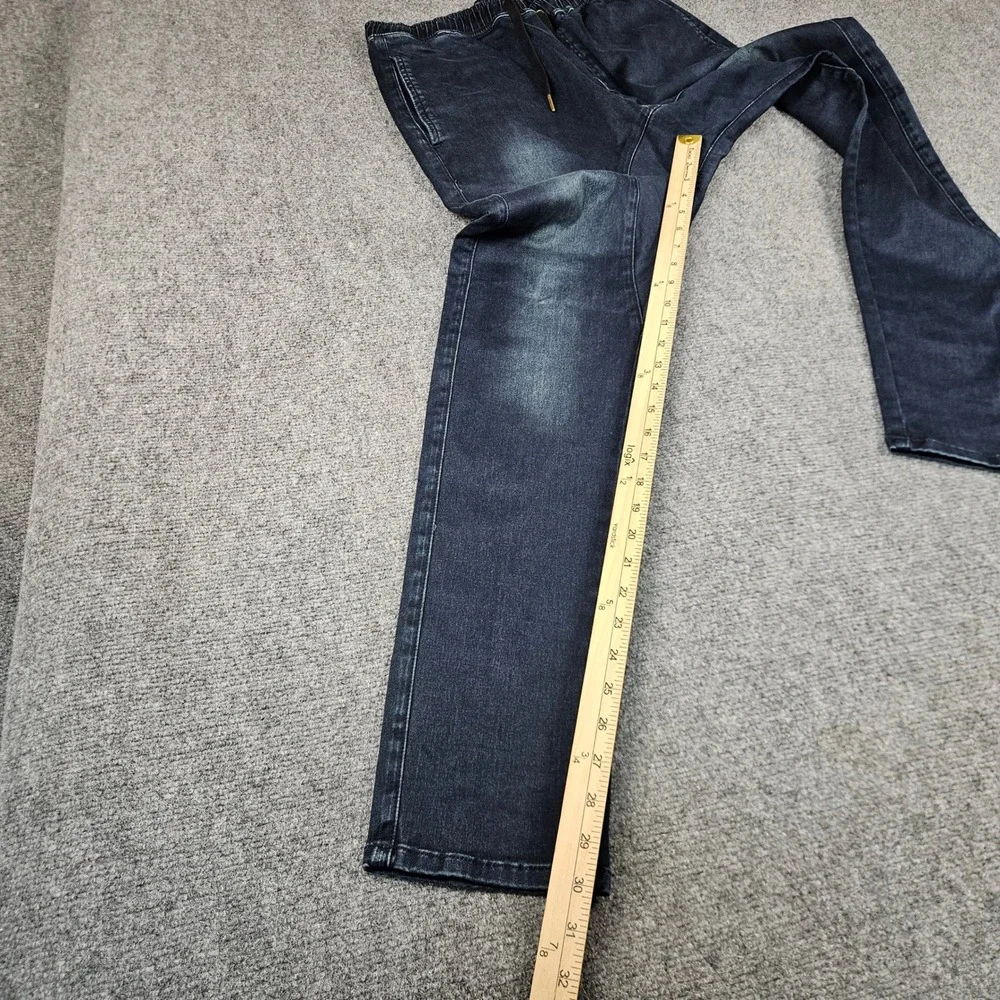 Zanerobe Sureshot Jogger Pants Mens 32 Dark Blue Faded Slim Fit Drawstring Denim